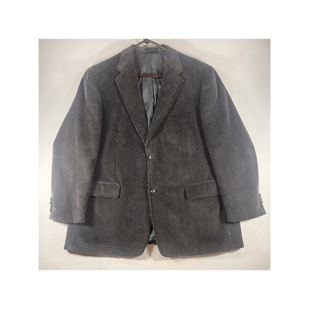 Statements Mens Charcoal Grey Corduroy‎ Blazer Two Button Sport Coat Jacket 44